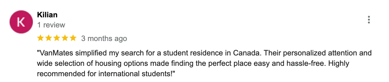 vanmates accommodation student housing review